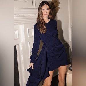 Lulu’s magical spot navy blue long sleeve dress size xs
